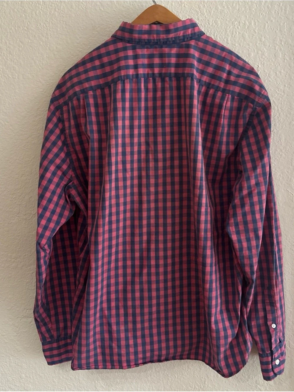 J. Crew Men’s Red & Navy Check Button-Down Performance Shirt 2XL